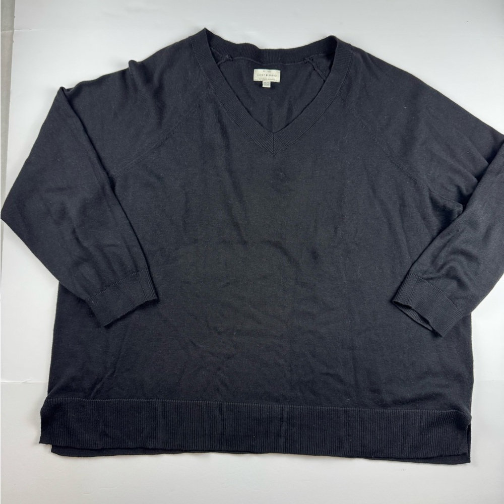 Lucky Brand Women's Black V-Neck Sweater size xxl